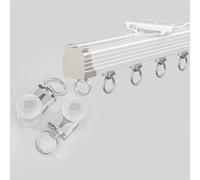 Heavy Duty Ceiling Curtain Track 1 Way Aluminum Shower Curtain Rail with Silent Rollers Wall Mounted Ideal for Living Room Fall Ceiling (White 240cm)