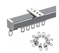 Heavy Duty Ceiling Curtain Track for Room Dividers Adjus 3.3FT13FT Rail Set with Clips Ideal for French Doors Gazebos ClosetsWhite/Black 190cm/6.2FT