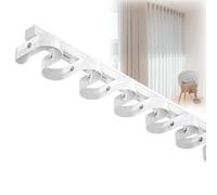 Heavy Duty Ceiling Curtain Track, S-Shaped Wave Curtain Track Rail, Serpentine Curtain Mute Curtain Rod,Built-in Curtain Track System for Living Room Bedroom Room Divide, 1 m - 6 m(Color:White,Size:40