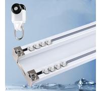 Heavy-Duty Ceiling Curtain Track Set - Aluminium Double Track Rail for Curtains Drapes & Room Dividers - 1.8m/5.9ft White Ceiling Mounted Durable & Easy to Install
