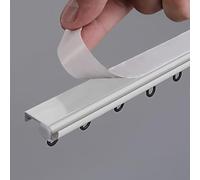 Heavy Duty Ceiling Curtain Track System - No Drill, Self-Adhesive Curtain Poles - Smooth Sliding Rail for RV, Bathroom, and Home Use (White, 11.2FT/340CM)