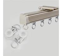Heavy Duty Ceiling Curtain Track with Silent Rollers 1 Way Aluminum Shower Curtain Rod Wall Mounted for Living Room Fall Ceiling (Champagne 500cm)