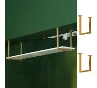 Heavy Duty Ceiling Mount Shelf Bracket 30x30cm Gold Metal Floating Shelf Support for Wall 2 Pack with ScrewsPerfect for Home Office and Decorative Storage