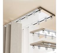 Heavy-Duty Ceiling-Mounted Aluminum Curtain Rod Track with Hooks 11.5ft/350cm Elegant Gold Finish - Perfect for Living Room Kitchen Bedroom Decor