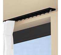 Heavy Duty Ceiling Mounted Curtain Track SystemSilent Sliding Curtains Rail for Room DividerAdjustable 1.8m/5.9ft in Black for Living Room & Home Décor