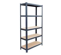 Relaxdays Heavy-Duty Rack, HWD: 180x75x30 cm, Anthracite | Load capacity 875 kg, 5 MDF shelves, cellar storage rack, slot-together, steel, garage, workshop