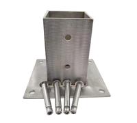 Heavy Duty Cement Post Base Kit for 2x2 to 8x8 Inches Pergola & Fence Square Column Anchor Support Brackets with Screws & Fittings Sturdy 200x200mm (7.9x7.9 in)