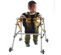 Heavy Duty Child Rollator Walker with Seat & Wheels for Kids with Cerebral Palsy, Foldable Metal Rolling Walker for Lower Limb Mobility Support Training (L)