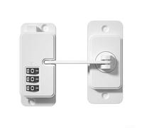 Heavy Duty Child Safety Lock with Combination Code for Fridge and Kitchen Cabinets, No Drilling Required ABS Metal Door Hardware, Adjustable Window Latch to Prevent Opening(Flat Style White)