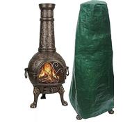 Heavy Duty Chimenea Cover, Waterproof & Weather-Resistant Outdoor Garden Chimney Protector | Durable Rip-Resistant Strong Fabric, Large Rain & Dust Protection Hood (Forest Green)