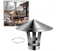 Heavy Duty Chimney Cap Stainless Steel Exhaust Cowl Weather Guard Roof Pipe Topper for Solid Fuel Fireplaces Tapered Flue Rain Cover with Secure Band Attachment Outdoor Fittings(100mm)