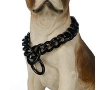 Heavy Duty Choke Cuban Chain Dog Collar for Large Dogs - 19 mm Extra Wide, Strong Steel Metal Links for Big Breeds - Rottweiler, Pitbull, Mastiff, Cane Corso, Doberman, Great Dane,Black,26inch/66cm