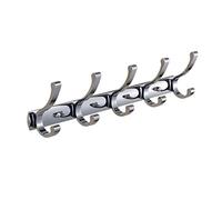Heavy Duty Chrome Coat Rack Wall Mounted - 6 Hook Towel & Hat Rack for Entryway, Foyer, Bathroom - Durable Metal Coat Hanger for Coats, Robes & Towels