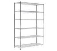 Heavy Duty Chrome Wire Shelving Unit 6 Tier Storage Rack H1800 x W1200 x D450 mm Durable Industrial Shelves for Home Garage Kitchen and Commercial Use