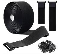 Heavy Duty Cinch Straps with 25 Buckles, Cut-to-Length Hook and Loop Strips, Reusable Fastening Cable Ties, Hook and Loop Securing Strap for Cable TidyAdjustable Long Cable Ties for Home and Office