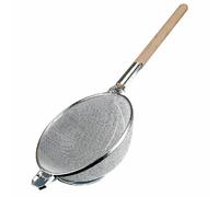 Heavy Duty Strainer - Large 14 inch/350(Dia)mm, Stainless Steel & Wood, Double Mesh, Drain Rice & Pasta Easily, C832