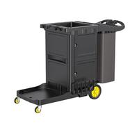 Heavy Duty Cleaning Trolley with Rollers 3-Layer Laundry Basket Sorting Cart Thickened Plastic Service Trolley for Housekeeping & Janitorial Use