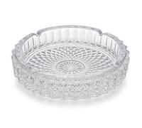 Heavy Duty Clear Glass Ashtray Round 20cm - Vintage Diamond Cut Patterned Crystal-Look Ash Tray for Cigarettes & Cigars - Thick Glass Smoking Dish for Home, Patio, Pub, or Bar (JR1200)