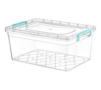 Heavy Duty Clear Plastic Storage Boxes Stackable Containers with Locking Lid (2, 15 Litre)