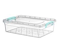 Heavy Duty Clear Plastic Storage Boxes Stackable Containers with Locking Lid (4, 9 Litre)