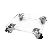 Heavy Duty Clear Rolling Plant Stand with Lockable Casters, Transparent Acrylic Flower Pot Caddy for Indoor Outdoor Home Garden Decoration