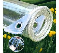 Heavy Duty Clear Tarpaulin 400 g/m² Waterproof Tarp with Eyelets Transparent Curtain Windproof & Tear Resistant for Outdoor Garden Gazebo 2.6x14.8ft (0.8x4.5m)