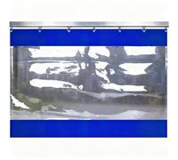 Heavy Duty Clear Vinyl Tarp Curtain - Waterproof Garage Divider Panel for Outdoor Patio, Work Areas & Home Doors (14.8x6.9ft, Blue) - Industrial Strength Partition