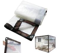 Heavy Duty Clear Waterproof Tarp 2x6m with Extra Grommets & Windproof Rope Durable Transparent PE Vinyl for Outdoor Garden Greenhouse Patio Porch Chicken Coop