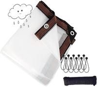 Heavy Duty Clear Waterproof Tarps For Outdoor Use - Transparent Vinyl Canopy Cover With Grommets, Ideal For Gardening, Camping, And Rain Protection 7x14 FT