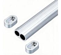 Heavy-Duty Closet Pole Support Bracket - Non-Slip & Adjustable Oval Clothes Rod Perfect for Bedroom Laundry Room RV or Clothing Store (Silver 60cm/24in)