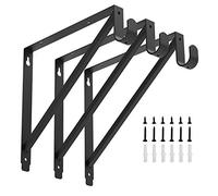 Heavy Duty Closet Rod & Shelf Brackets Clothes Hanger Pole Support Bracket Black 3 Pack