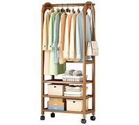 Heavy Duty Clothes Rack with 3Tier Storage Shelves Wooden Garment Rail 90x28x172cm Mobile Clothing Organizer for Bedrooms Laundries & Showrooms Sturdy & Versatile with 4 Wheels