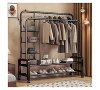 Heavy Duty Clothes Racks, Double Rods Clothing Rack With Wheels, Garment Rack For Hanging Clothes, For Bedroom, Living Room, Stores(Black,150cm/59in)