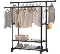 Heavy Duty Clothes Rail 120Kg Load Sturdy Clothes Rack With Shelfs & Shoe Rack