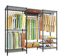 Heavy Duty Clothes Rail,Clothing Rails, Hanging Rails for Clothes,Portable Wardrobe Rail Metal Closet Rack with Shoe Rack, Storage Shelves Freestanding Clothes Rails for Bedroom-Open Wardrobe,