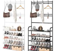 Heavy Duty Clothes Rail Garment Rack with Shoe Storage Shelf - Freestanding Clothing Hanging Stand for Home, Shop, Display & Wardrobe Organization (Black)
