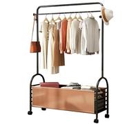 Heavy Duty Clothes Rail with Storage Shelf on Wheels Supports 100kg Minimalist Garment Rack for Entryway Bedroom Living Room 60/80/100CM Easy to Move