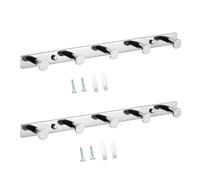 Heavy Duty Coat Racks Adhesive Wall Mounted Stainless Steel Hook Stick On Wall Chrome Modern for Hanging Hat Bag Jacket Key Towel in Bathroom Kitchen Hallway Entryway, 2 Packs, L37cm 5 Hooks