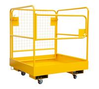 Heavy Duty Collapsible Forklift Safety Cage Man Basket, 36x36 in, 1200 lbs Capacity, Carbon Steel, Wheels & Safety Harness, Collapsible Personnel Lift, Fits Forklifts, With Casters