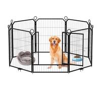 Heavy Duty Collapsible Metal Dog Playpen with Door & Stakes - 32 Inch 8 Panel Pet Exercise Fence -Indoor Outdoor Puppy Yard, Portable, Small & Medium Dogs, 8PCS