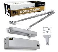 Heavy Duty Commercial Door Closer, Surface Mounted, BHMA Grade 1, Cast Iron, UL Listed, Non-Handed, Automatic Door Closers with Hydraulic Hinge, Regular Arm Parallel Arm Shoe (Aluminum Finish)