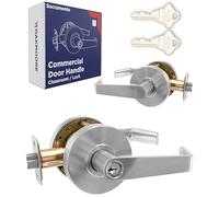 Heavy Duty Commercial Door Handle | Classroom Lock Function | Grade 2 Classroom Door Locks, Keyed for Schools & Colleges | Commercial Door Knob | Nickel Finish Lockset | C UL & ADA | ANSI A156.2