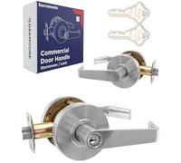 Heavy Duty Commercial Door Handle | Storeroom Lock Function | Grade 2 Commercial Door Locks, Keyed for Schools & Businesses | Storeroom Door Knob | Nickel Finish Lockset | C UL & ADA | ANSI A156.2
