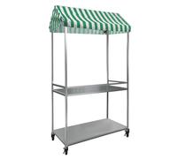 Heavy Duty Commercial Folding Food Cart - 2-Tier Vendor Stall with Locking Wheels for Hot Dogs & Ice Cream | Portable Snack Cart for Events (Red)