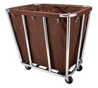 Heavy Duty Commercial Laundry Cart on Wheels - Laundry Trolley with 10 Tubes for Hospitals Hotels & Businesses - Brown Color