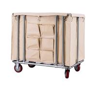 Heavy Duty Commercial Laundry Cart with Waterproof Oxford Basket & Wheels for Home/Hotel Use - Beige Size C - Portable Efficient Laundry Solution
