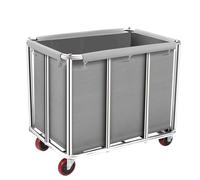 Heavy Duty Commercial Laundry Cart with Wheels 11.35 Bushel Rolling Laundry Basket Waterproof Canvas Liner Stainless Steel Frame Gray Perfect for Home & Business Use