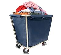 Heavy Duty Commercial Laundry Cart with Wheels Linen Bins for Home Hotel Housekeeping (Blue)