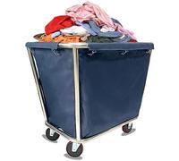 Heavy Duty Commercial Laundry Trolley with Wheels for Home and Hotel Housekeeping BlueDurable Cart for Easy Laundry Transport and Organization