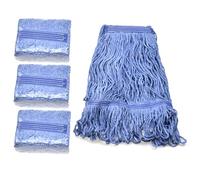 Heavy Duty Commercial Mop Head Refill - Industrial Grade Blue Cotton Looped-End String for Wet Mopping, Long-Lasting (3)